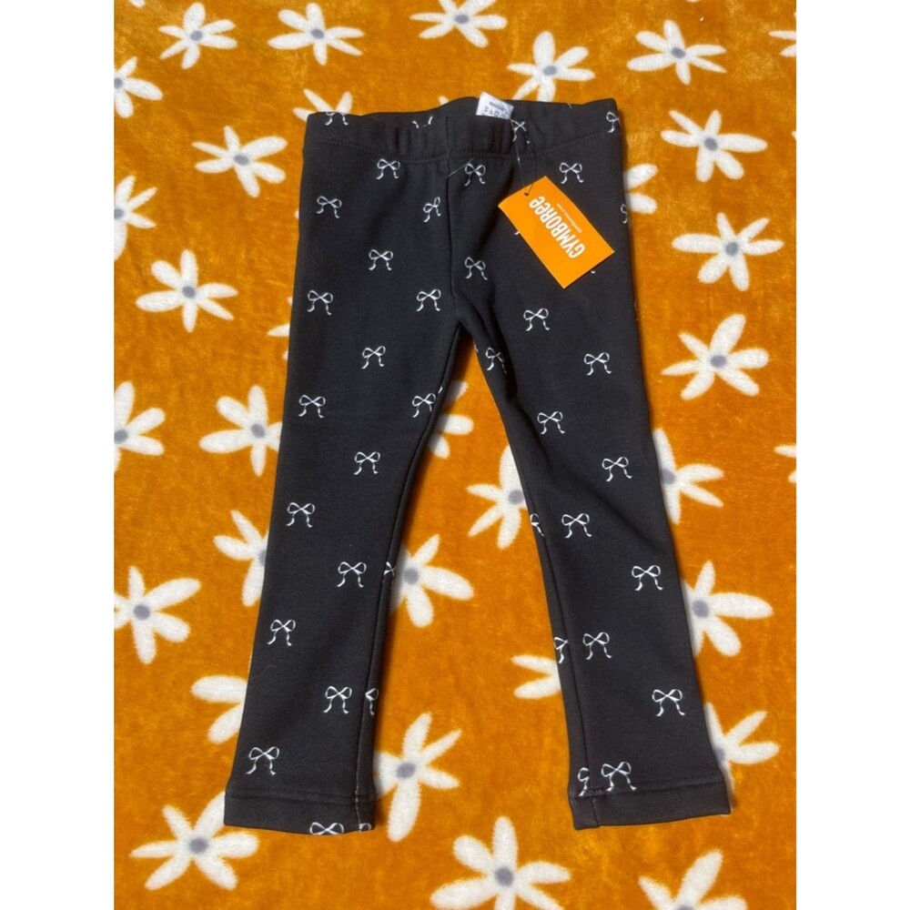 NWT $33 Gymboree Bow Print Fleece-lined Leggings 18-24mo. Petit Paris